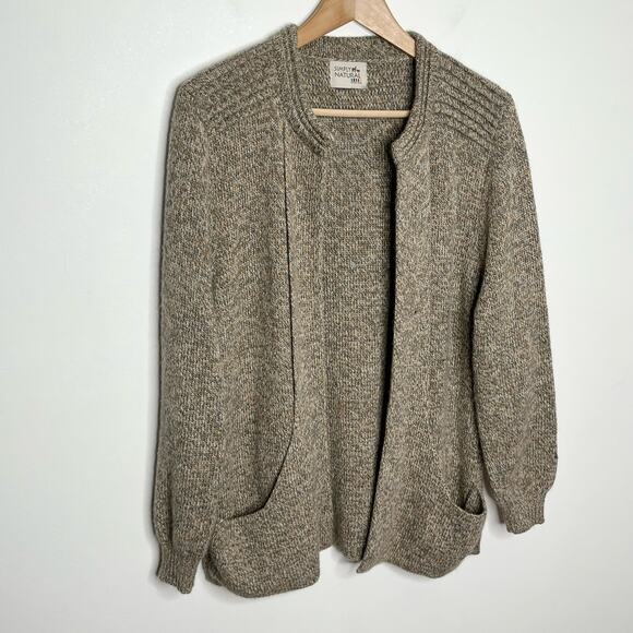 Simply Natural Womens Open Front Alpaca Cardigan Sweater Brown Pockets Neutral - Picture 3 of 11